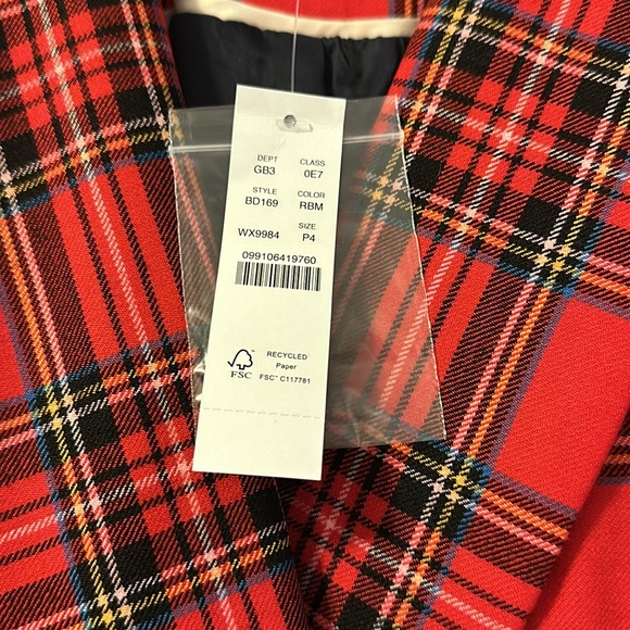 NWT JCrew red plaid holiday suit. Pants are 6p, jacket is 4p - Picture 3 of 15
